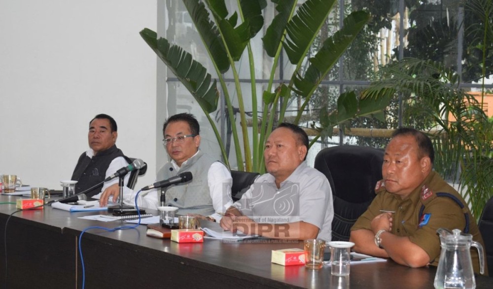 DPDB Peren, Hiazu Meru chairing the monthly DPDB meeting held at the office of Deputy Commissioner, Peren on October 6. (DIPR Photo)